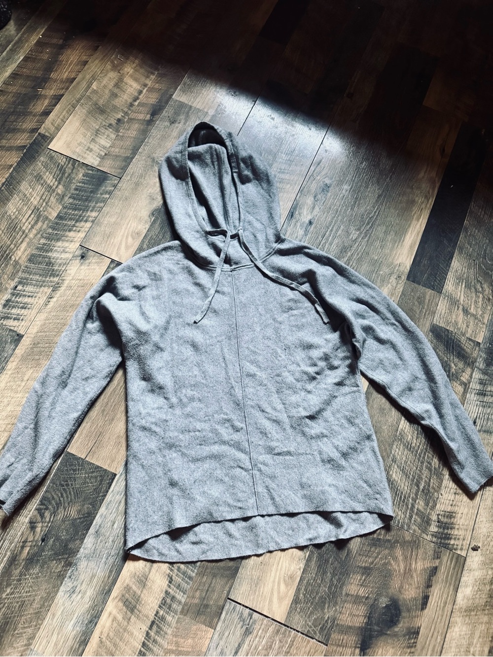 Quince Viscose Blend Light Gray Hooded Women's Sweater — Relaxed Knit Pullover